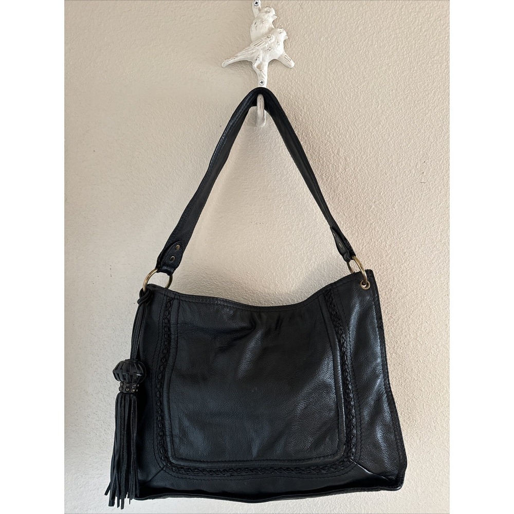 "F"‎ Fortuna Valentino Shoulder Handbag Genuine Pebbled Leather Purse Tassel Bag